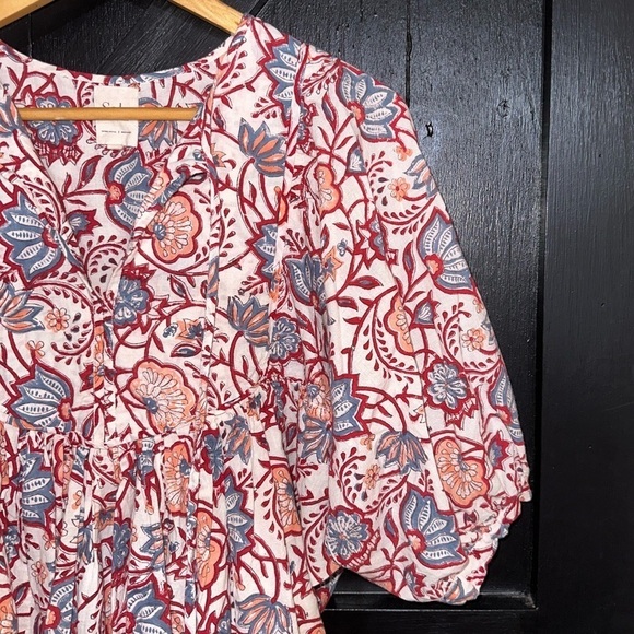 Sole by Mare Sole Amore Beautiful 100% Cotton Boho Puff Sleeve Lined Dress Sz M - Picture 5 of 12